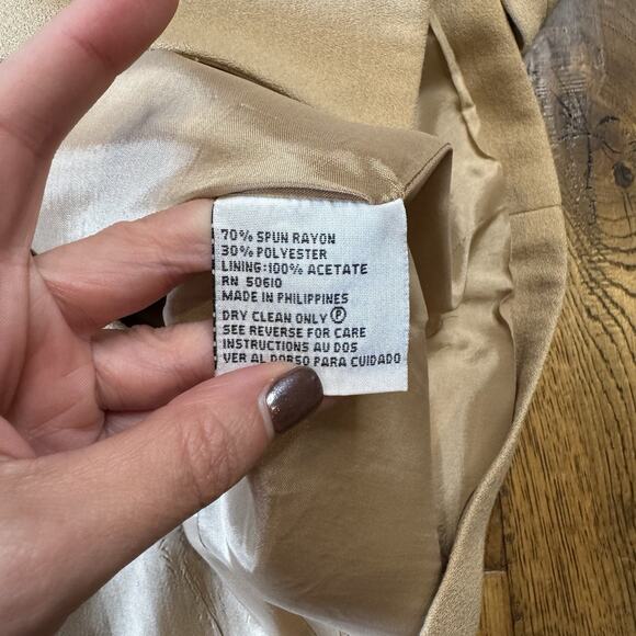 Vintage Kasper For ASL Beige Button Down Blazer Jacket and Scarf Womens Sz 16 - Picture 5 of 6